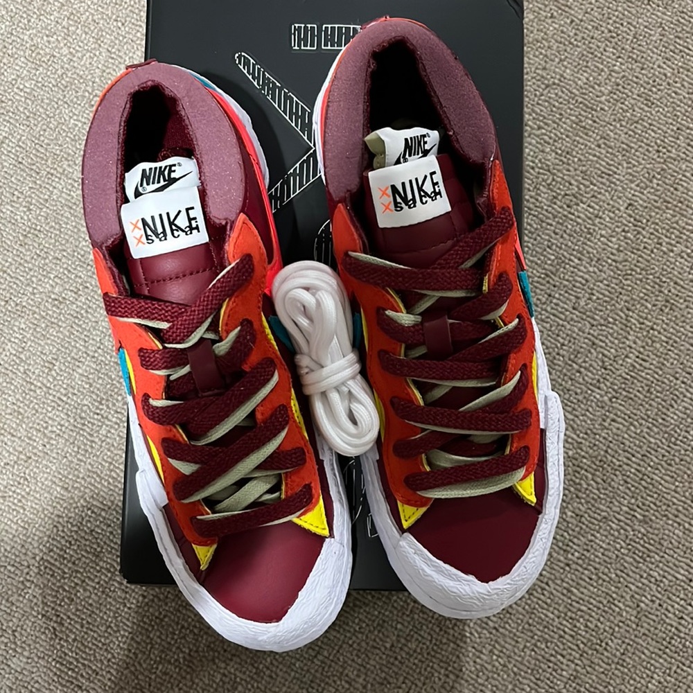 Nike Blazer Low/Sacai/Kaws size 6.5womens/5mens Team red/hot lava-white